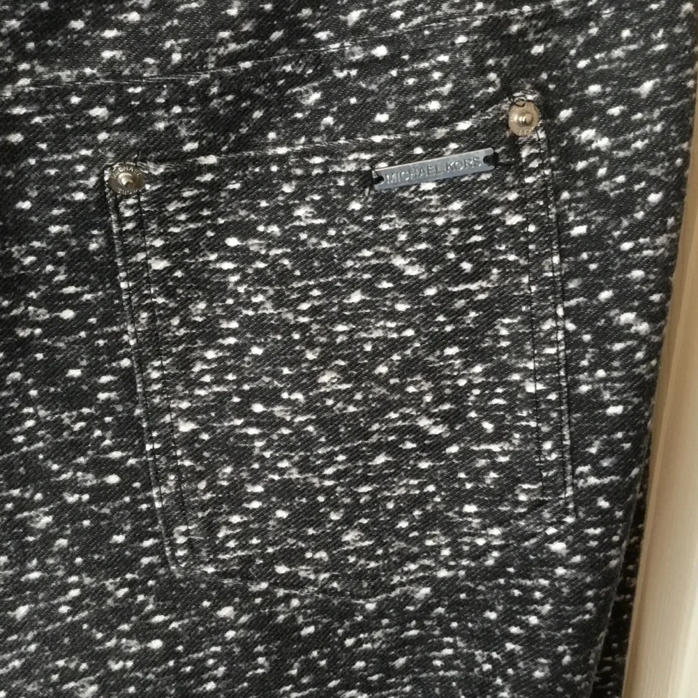 Michael Kors Black & White Stretchy Pull-on Speckled Pants - L